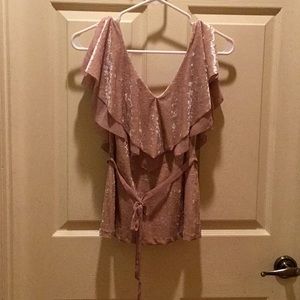 Velvet and chiffon top